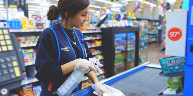 cleaning a store